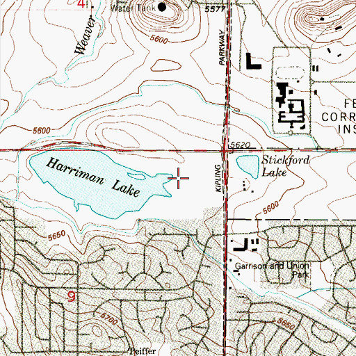 Topographic Map of Harriman Lake Park, CO