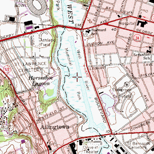 Topographic Map of West River Memorial Park, CT