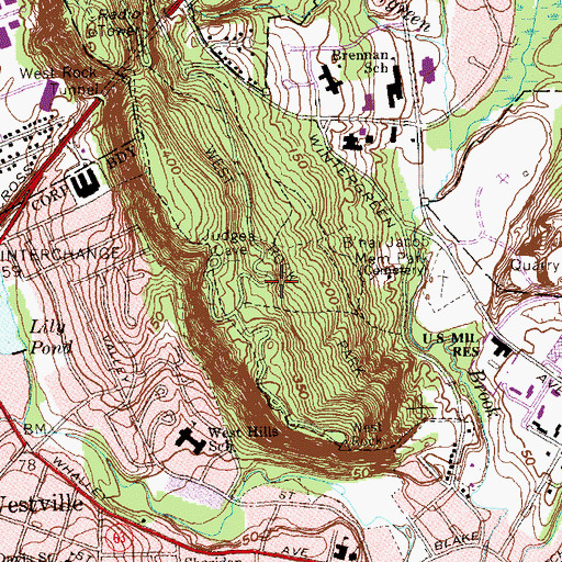 Topographic Map of West Rock Park, CT