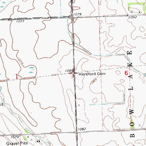 Topographic Map of Hereford (historical), MN