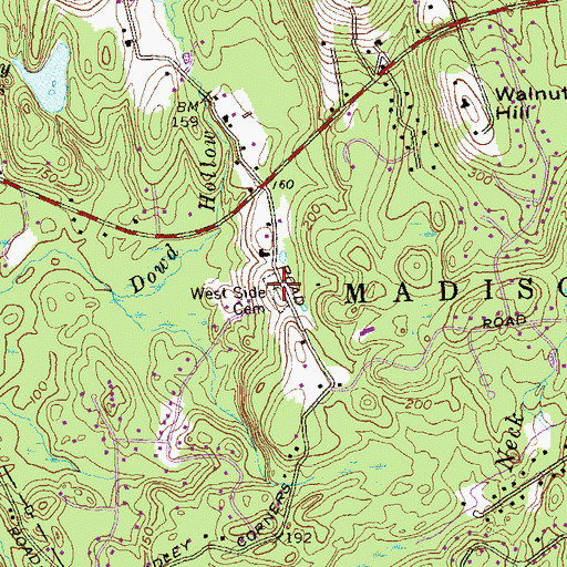Topographic Map of West Side Cemetery, CT