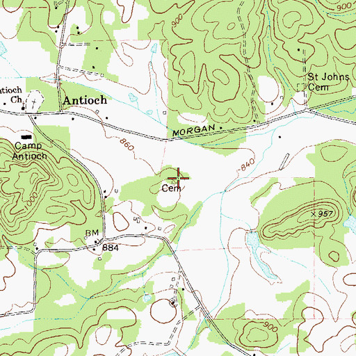 Topographic Map of Hightower Cemetery, GA