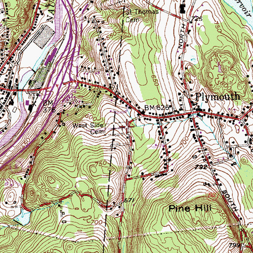 Topographic Map of West Side Cemetery, CT