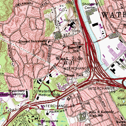 Topographic Map of West Side Hill, CT