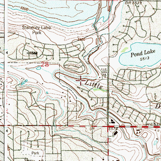 Topographic Map of Lakecrest Park, CO