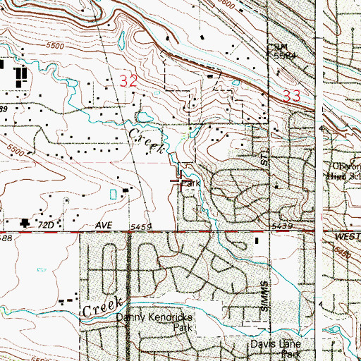 Topographic Map of Leyden Creek Park, CO