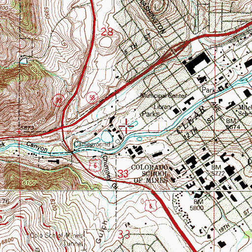 Topographic Map of Lions Park, CO