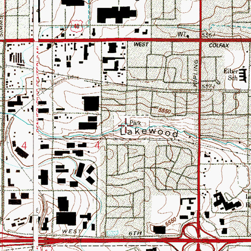 Topographic Map of Sunset Park, CO