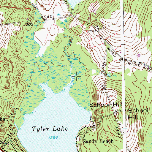 Topographic Map of West Side Pond Brook, CT