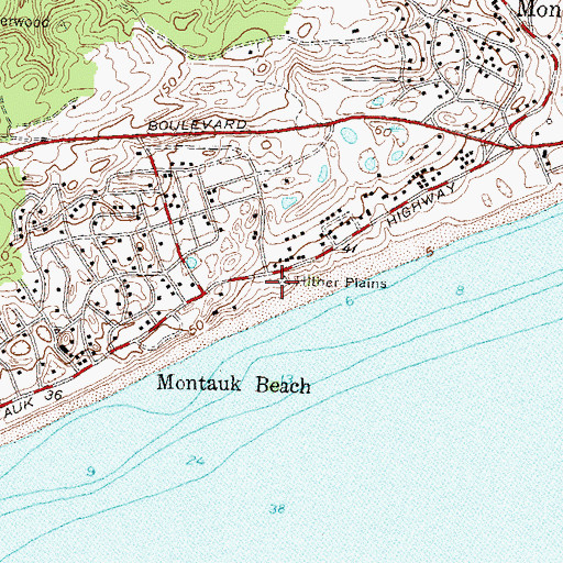 Topographic Map of Hither Plain Life Saving Station (historical), NY