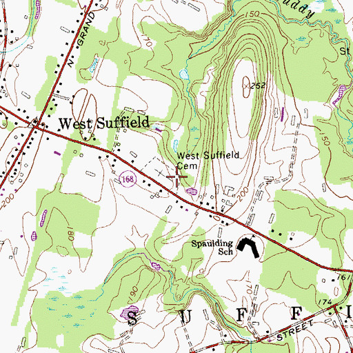 Topographic Map of West Suffield Cemetery, CT