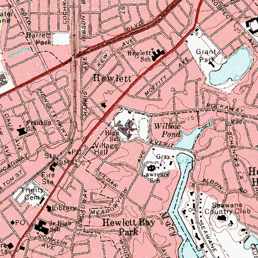 Topographic Map of Lawrence Senior High School, NY