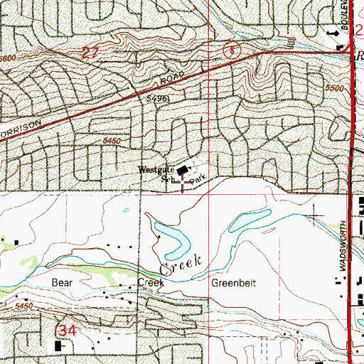 Topographic Map of Westgate Park, CO