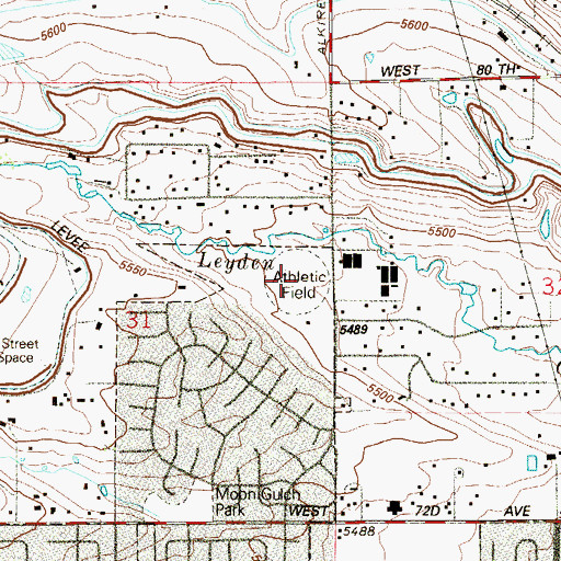 Topographic Map of Youth Memorial Sports Complex, CO