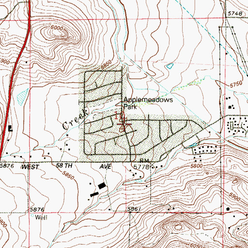 Topographic Map of Apple Meadows, CO