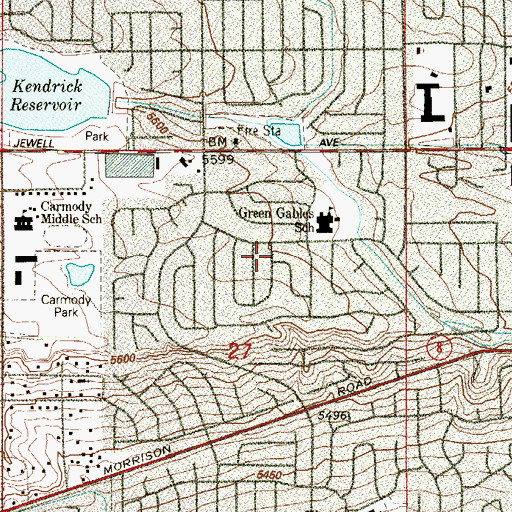 Topographic Map of Green Gables, CO