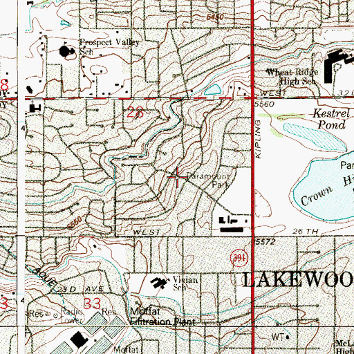 Topographic Map of Paramount Heights, CO
