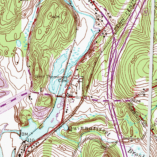 Topographic Map of West Thompson Cemetery, CT