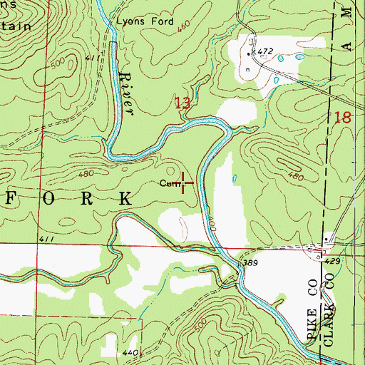 Topographic Map of Sparks Cemetery, AR