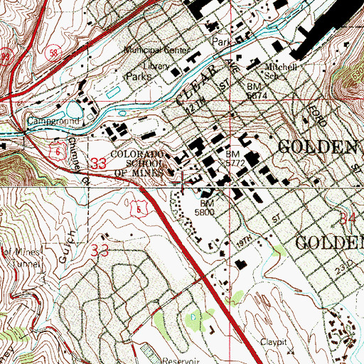 Topographic Map of Bradford Residence Hall, CO