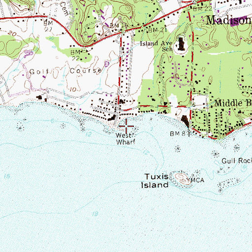 Topographic Map of West Wharf, CT