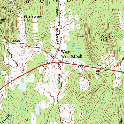 Topographic Map of West Woodstock, CT