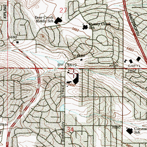 Topographic Map of Calvary Chapel South Denver, CO
