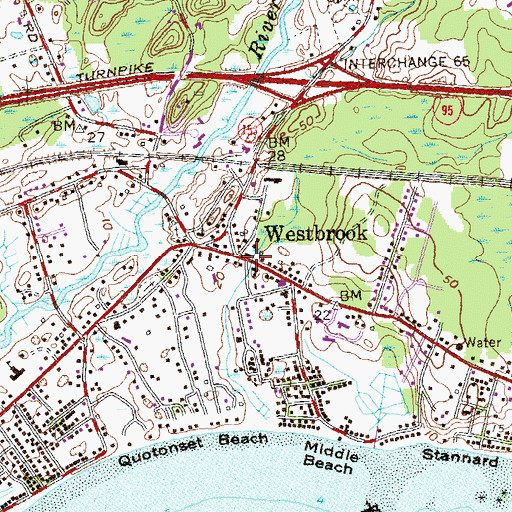 Topographic Map of Westbrook, CT