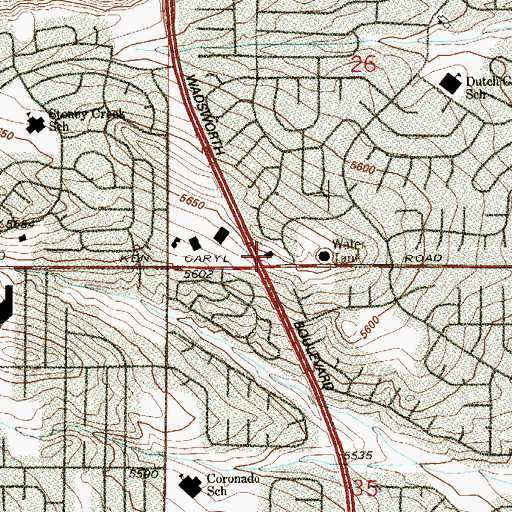 Topographic Map of Columbine Church of Christ, CO