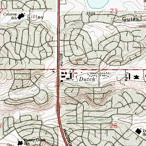Topographic Map of Living Savior Lutheran Church, CO