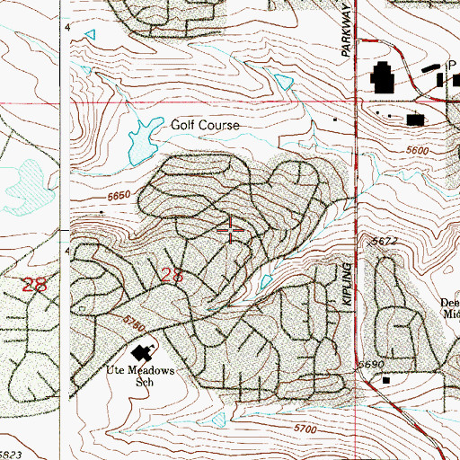 Topographic Map of Chaucer Park, CO