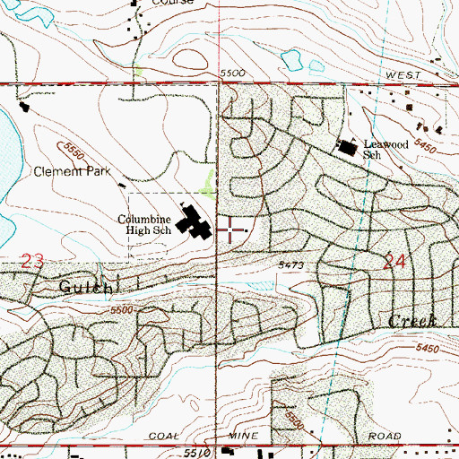 Topographic Map of Leawood Park, CO