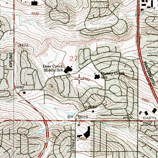 Topographic Map of Valley View Park, CO