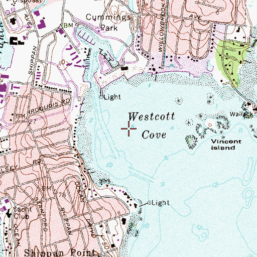 Topographic Map of Westcott Cove, CT