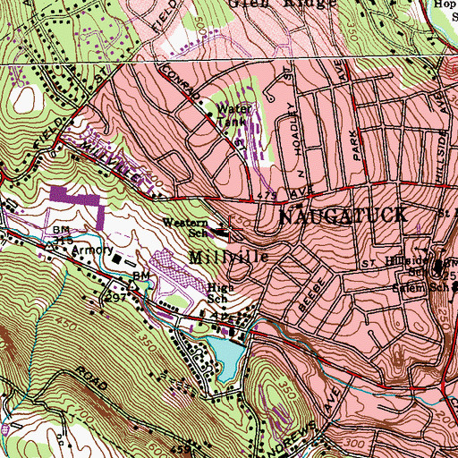 Topographic Map of Western School, CT