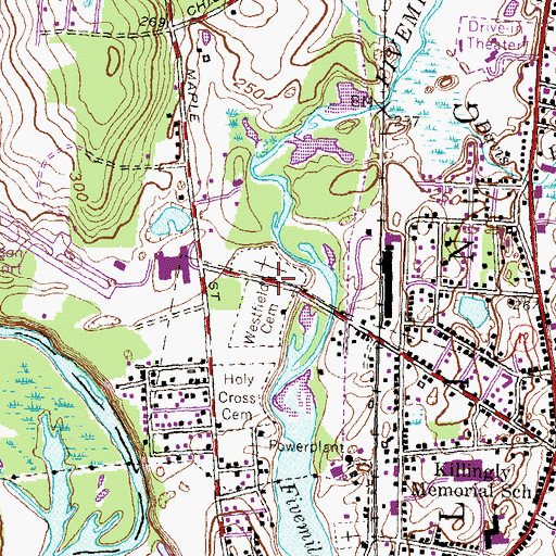Topographic Map of Westfield Cemetery, CT