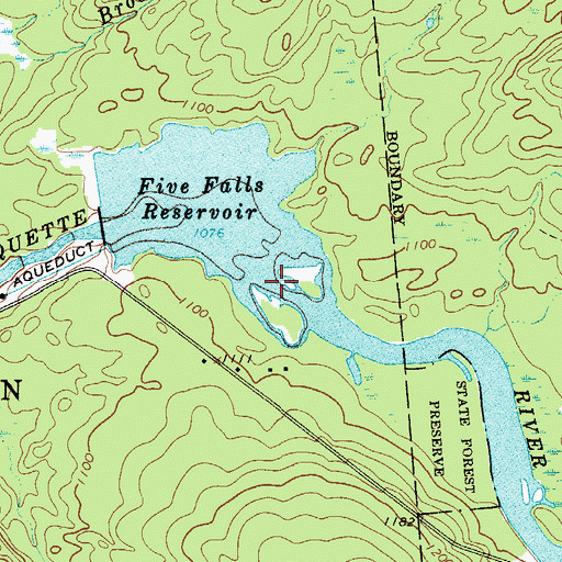 Topographic Map of Five Falls (historical), NY