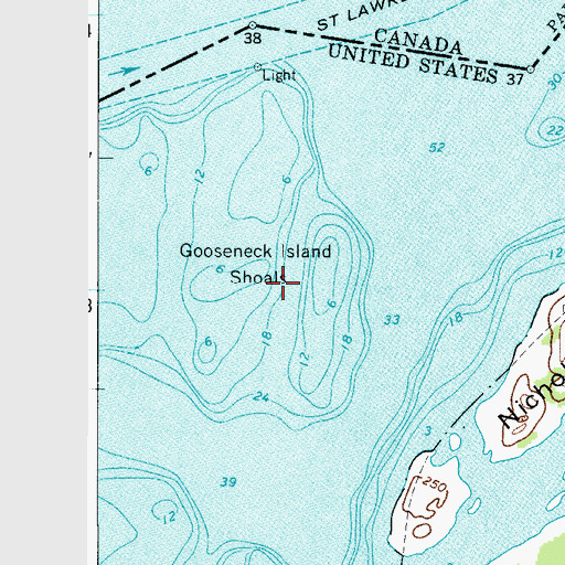 Topographic Map of Gooseneck Island (historical), NY
