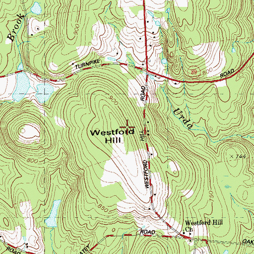 Topographic Map of Westford Hill, CT