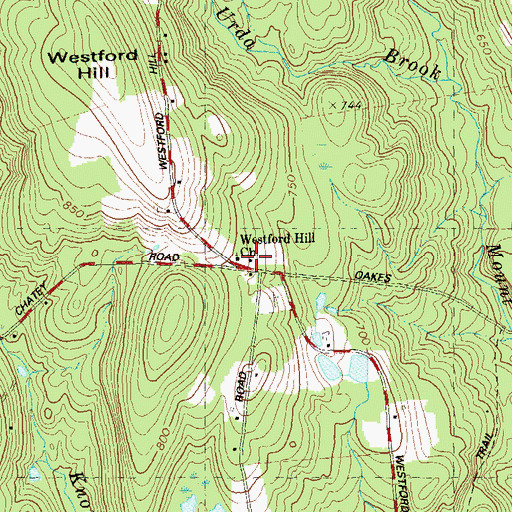 Topographic Map of Westford Hill Church, CT