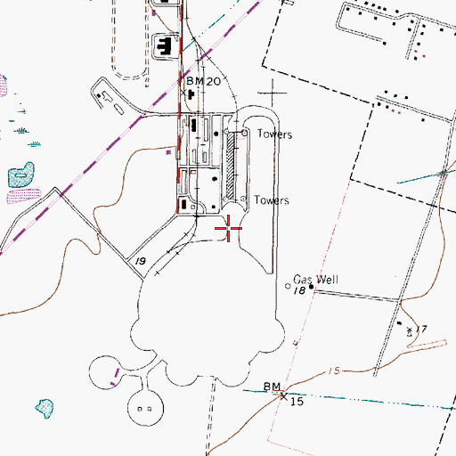 Topographic Map of Naval Air Station Hitchcock (historical), TX
