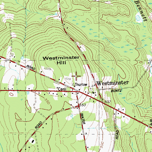 Topographic Map of Westminster Hill, CT
