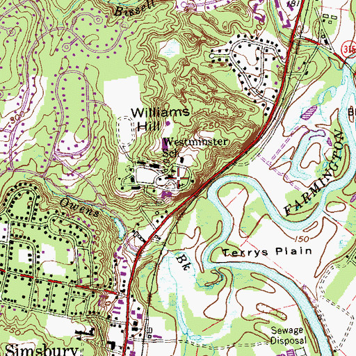 Topographic Map of Westminster School, CT