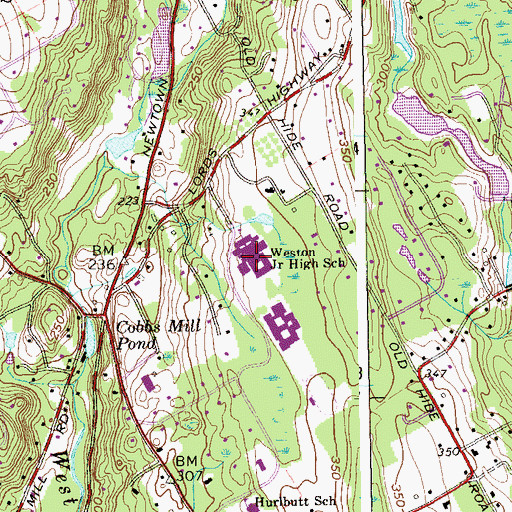 Topographic Map of Weston Middle School, CT
