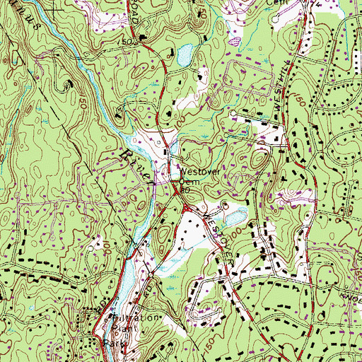 Topographic Map of Westover Cemetery, CT