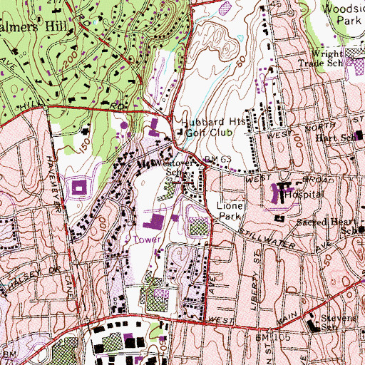 Topographic Map of Westover Elementary School, CT