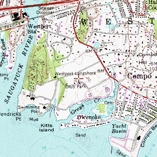 Topographic Map of Westport Longshore Club Park, CT