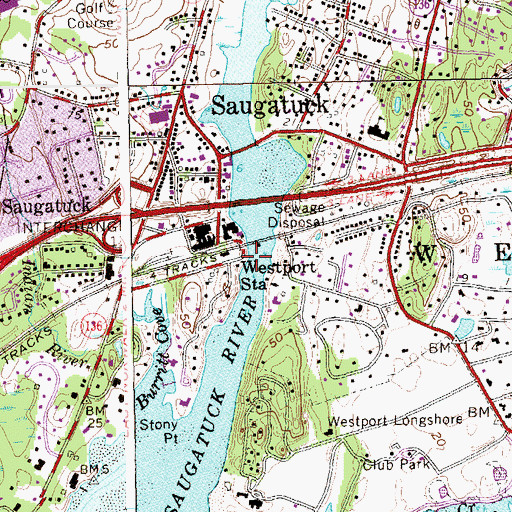 Topographic Map of Westport Station, CT