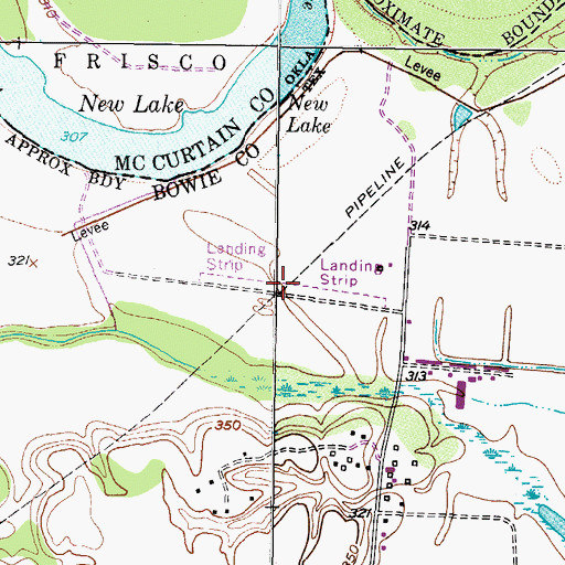 Topographic Map of Moser Ranch Airfield (historical), TX