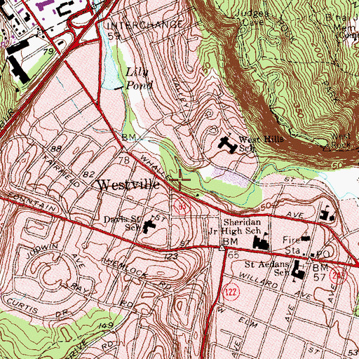 Topographic Map of Westville, CT
